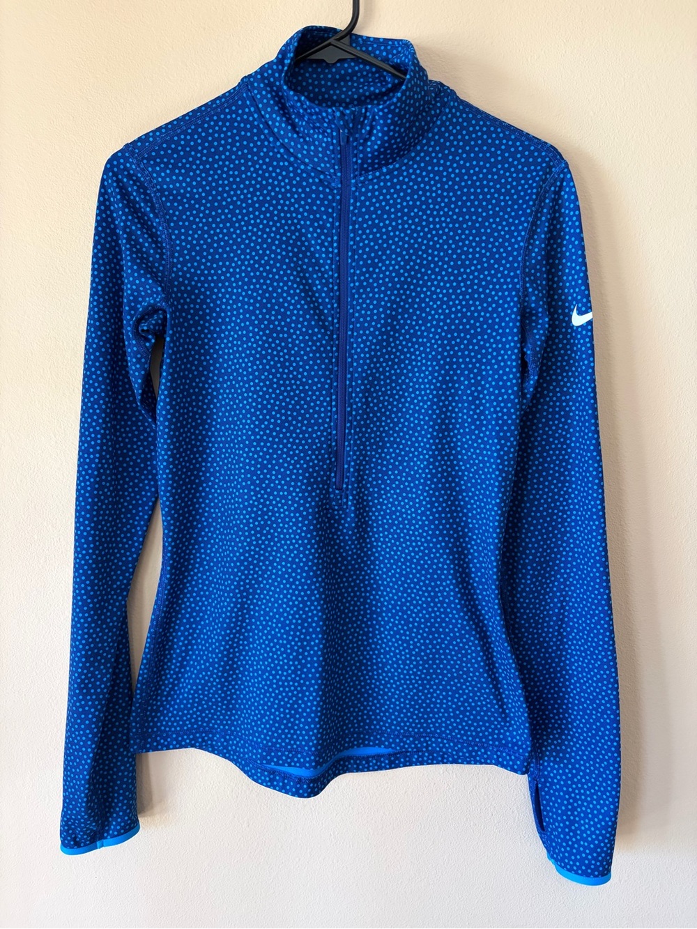 Nike Women's Royal Blue Dotted Half-Zip Long Sleeve Top